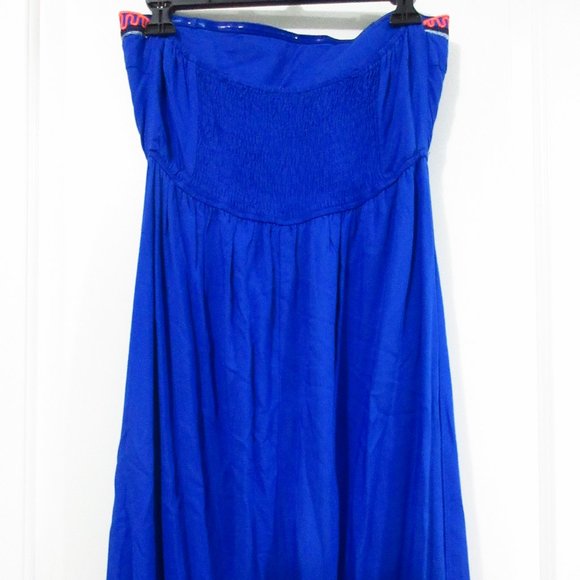 Embroidered strapless maxi Game day Blue sz L - Picture 5 of 6